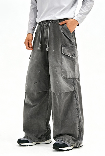 Big Pocket Ink-Splashed Overalls