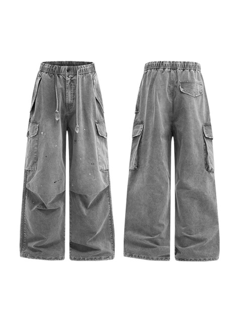 Big Pocket Ink-Splashed Overalls