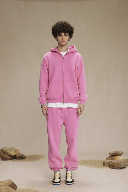 Unisex 360gsm Fleece Pink Washed Zipper Hoodie