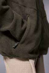 Spring and Autumn Fleece Spliced Stand Collar Zip Up Hoodie