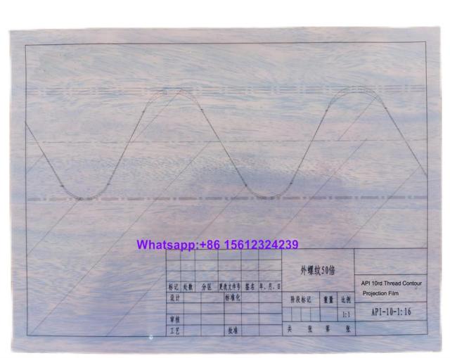 Película de proyección de perfil de dibujo de hilo de tubería API 10.°