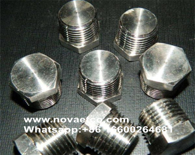 Tapón de tubería de acero inoxidable sólido hexagonal con borde