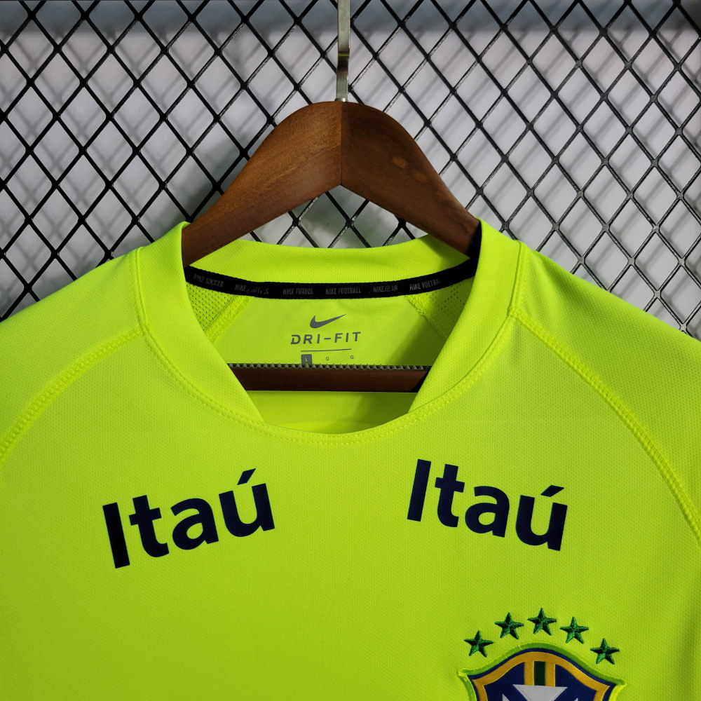 Brazil Training Suit Fluorescent Green All Sponsor Sizes S-XXL