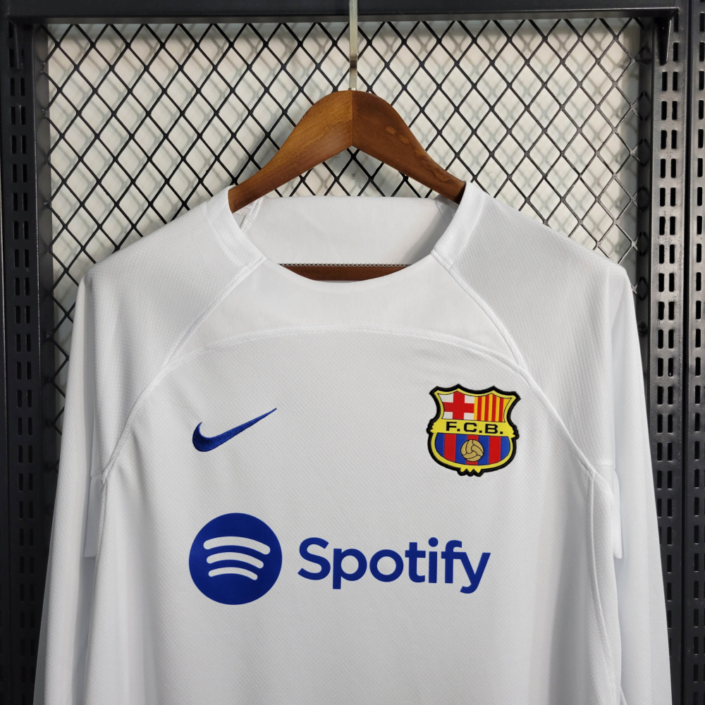 23/24 Barcelona White Away Long Sleeve Size S-XXL