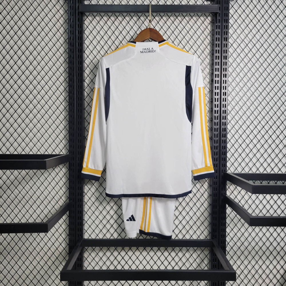 23/24 Kids Real Madrid Home Long Sleeve Sizes 16-28
