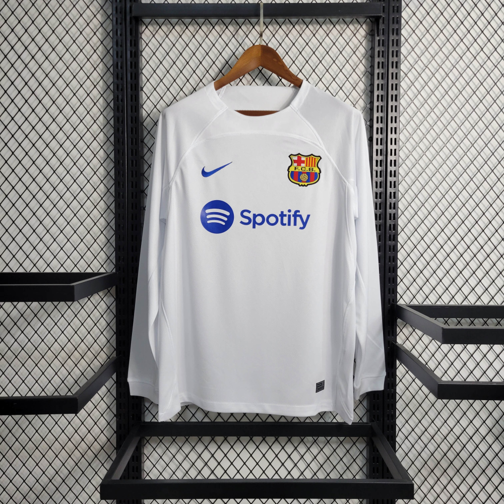 23/24 Barcelona White Away Long Sleeve Size S-XXL
