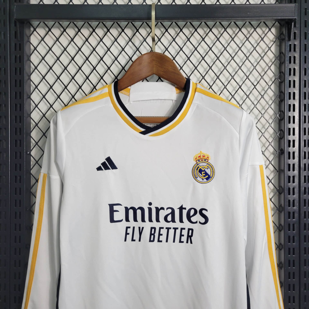 23/24 Kids Real Madrid Home Long Sleeve Sizes 16-28