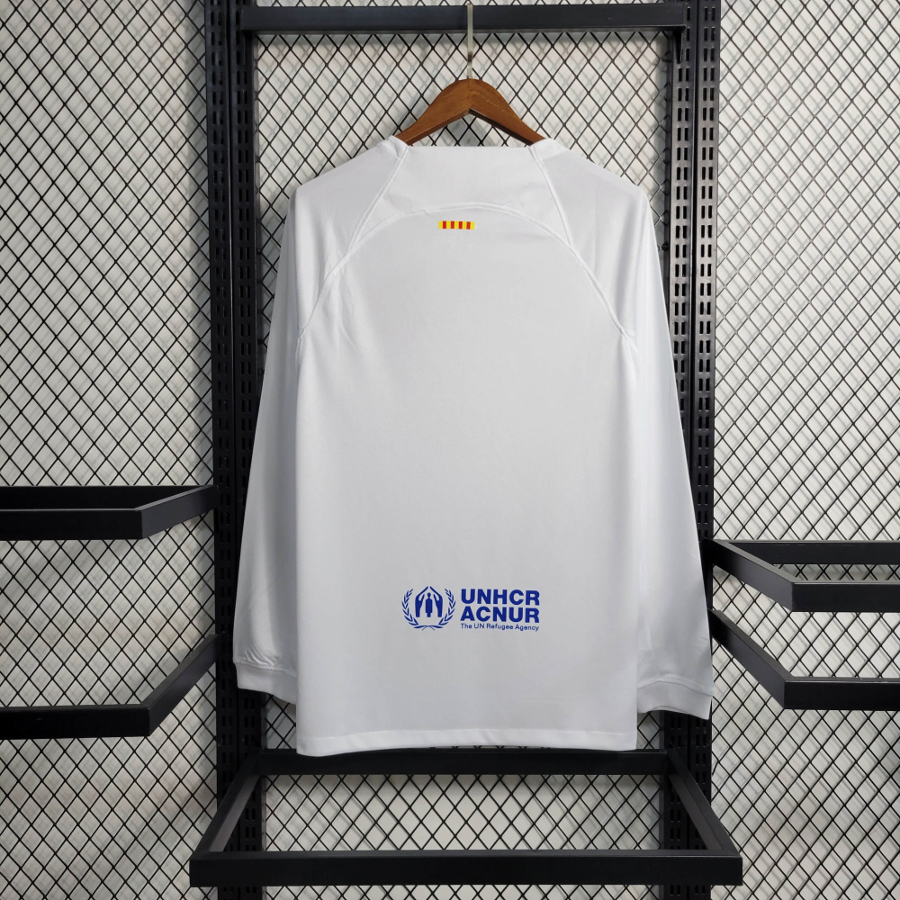 23/24 Barcelona White Away Long Sleeve Size S-XXL