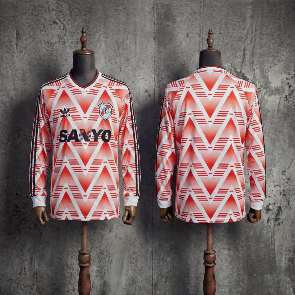 Retro River Plate Away Long Sleeve Jersey 92/93 S-XXL