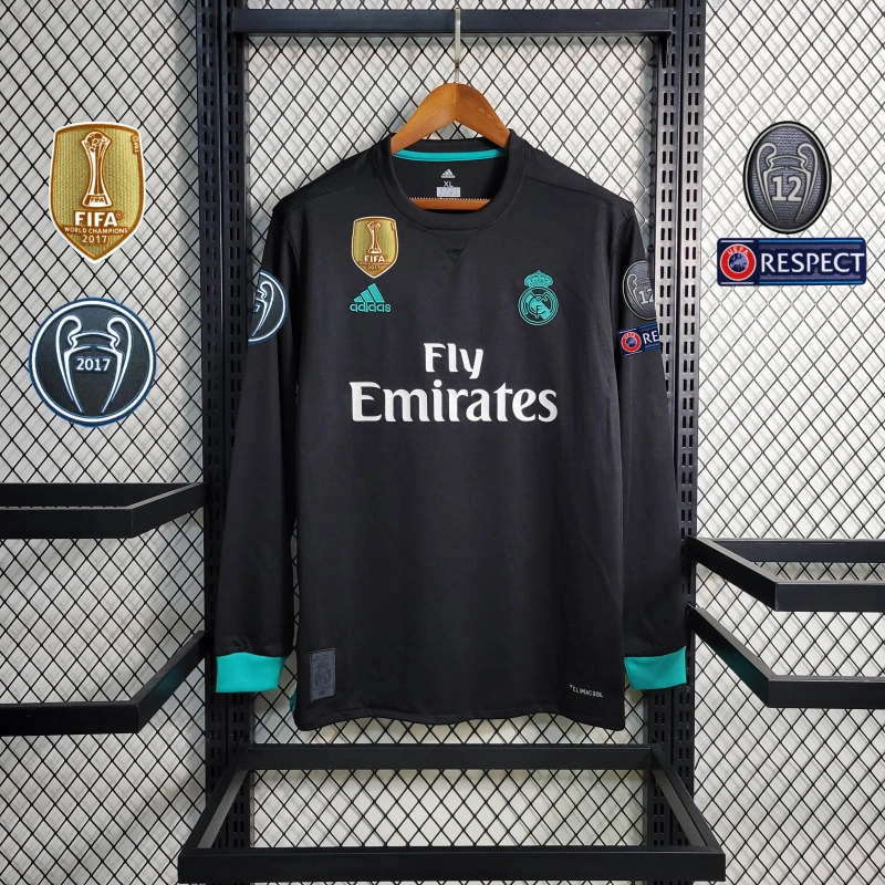 Retro Long Sleeve 17/18 Real Madrid Away Size S-XXL