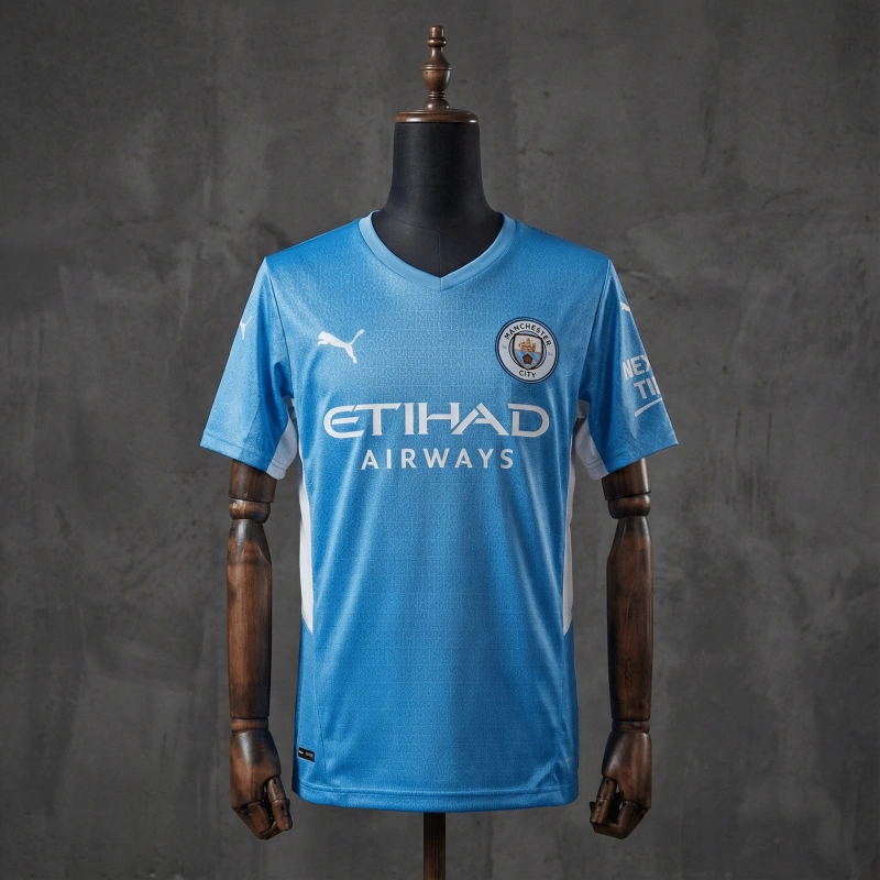 Retro Manchester City Home 2021/22 Season Football Jersey Sports Shirt