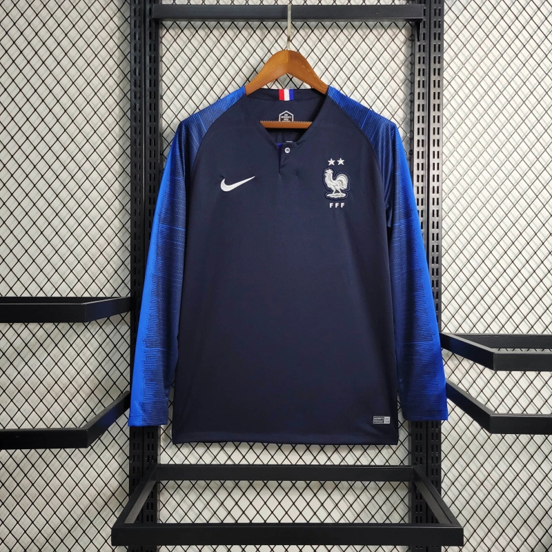 Retro 2018 World Cup France Home Long Sleeve Size S-XXL