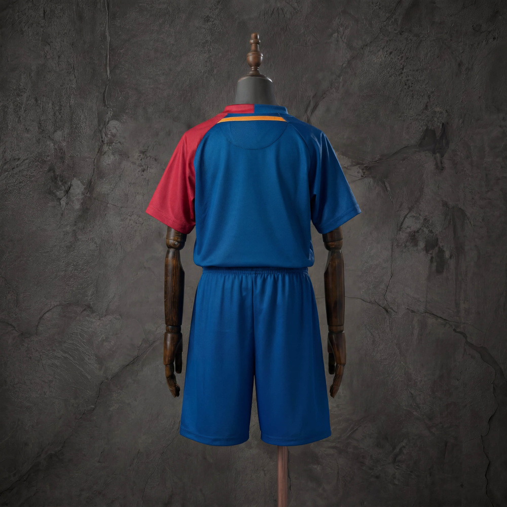 Retro Kids Kit Barcelona 08-09 Home Jersey Size 16-28
