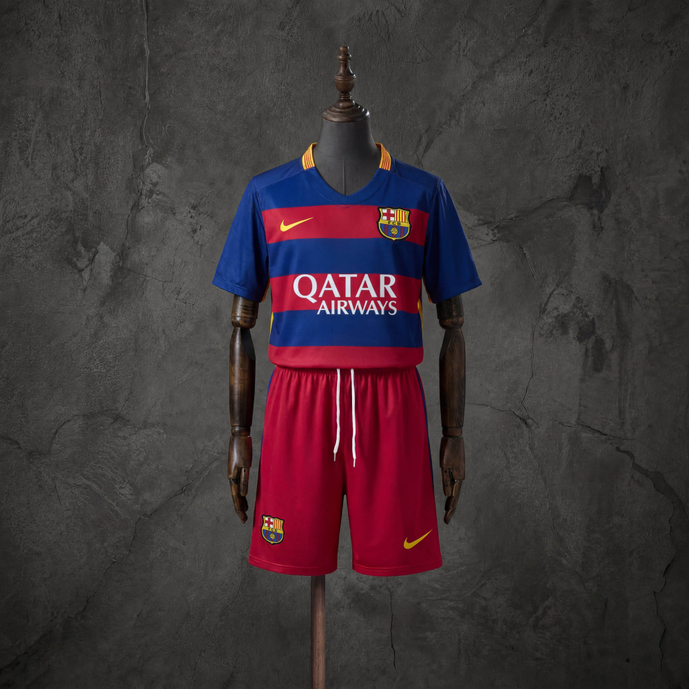 Retro Kids Kit Barcelona 15-16 Home Jersey Size 16-28
