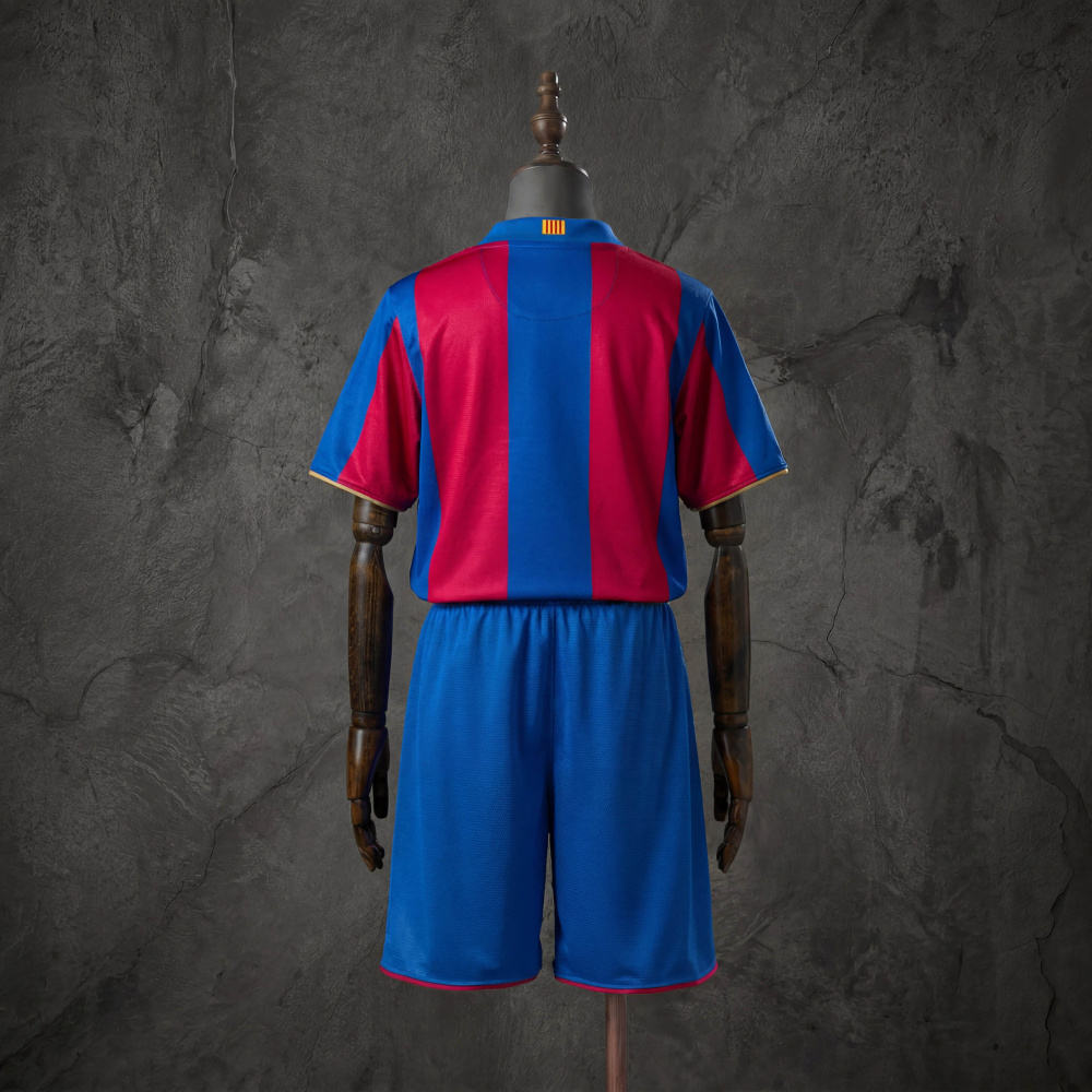 Retro Kids Kit Barcelona 07-08 Home Jersey Size 16-28
