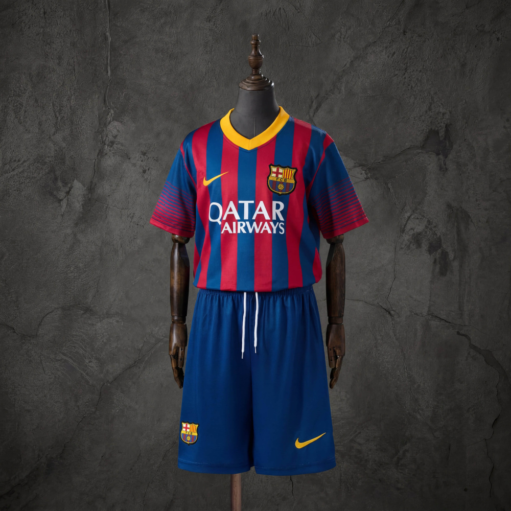 Retro Kids Kit Barcelona 13-14 Home Jersey Size 16-28