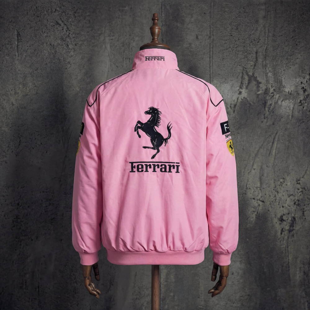 Ferrari Scuderia Puma Shell UPS Pink Vintage F1 Racing Jacket Embroidered Bomber