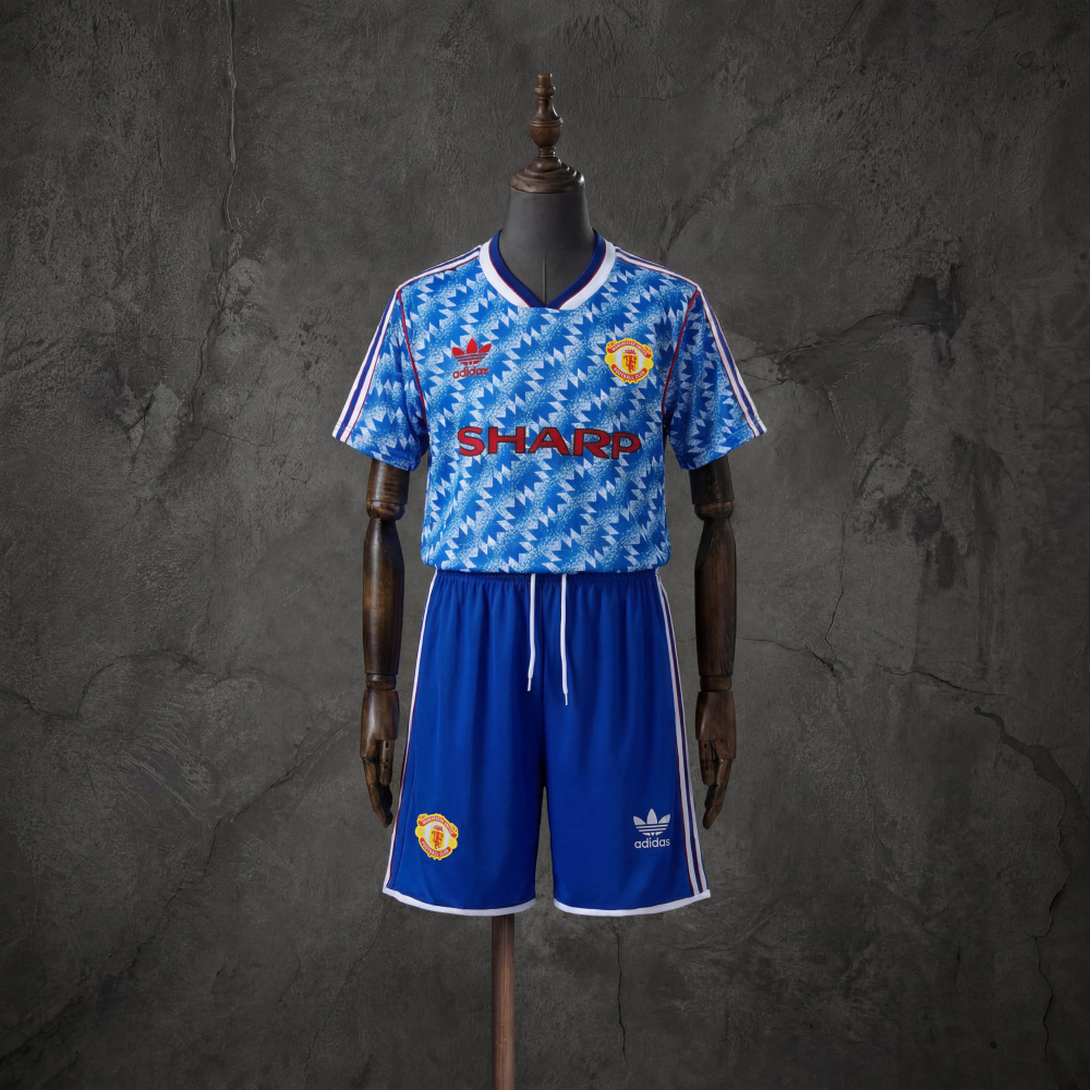 Retro Kids Kit Manchester United 90-92 Away Jersey Size 16-28