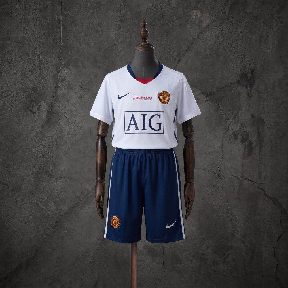 Retro Kids Kit Manchester United 08-09 Away (Champions League Version) Jersey Size 16-28