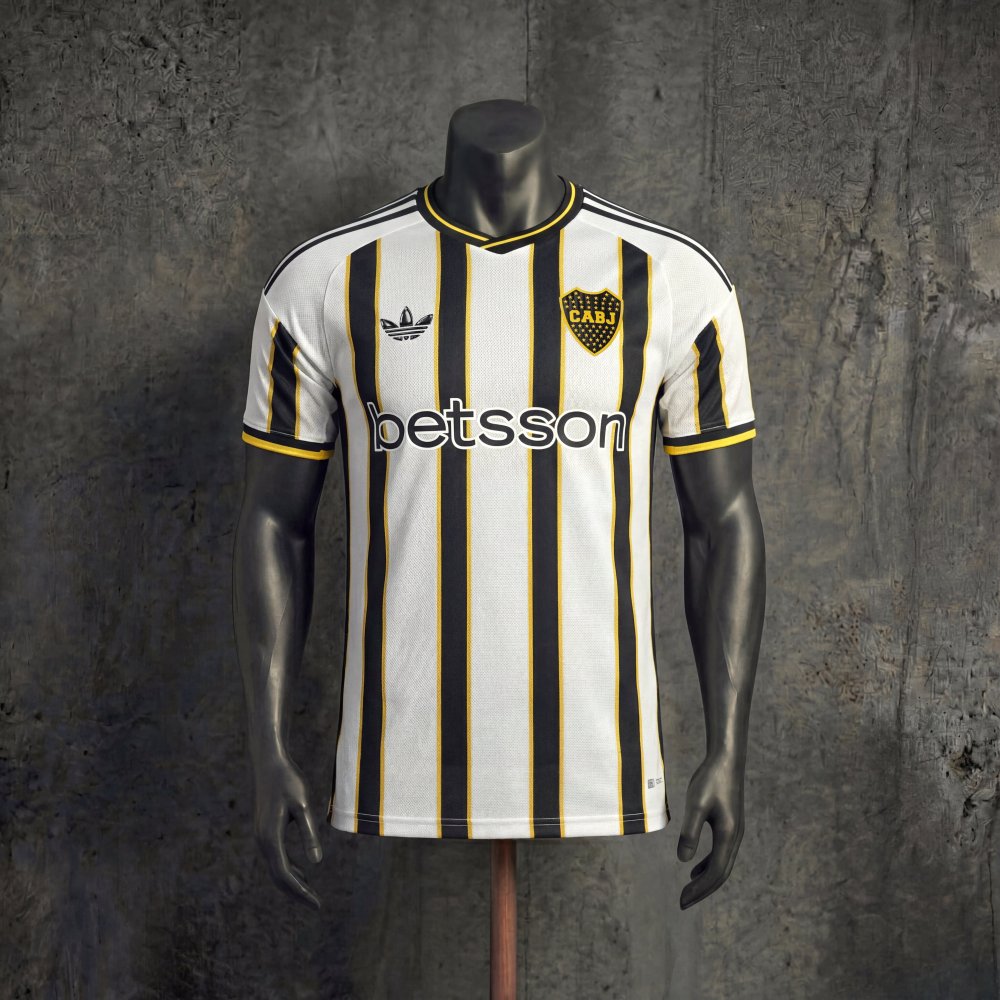 Player Boca Juniors Black and White Striped Shamrock 2026 Jersey Sizes S-3XL