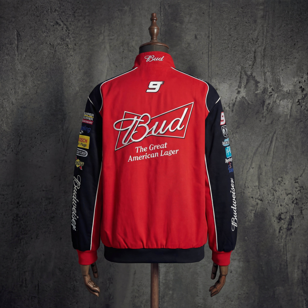 Budweiser Bud King Of Beers NASCAR Vintage Racing Jacket Embroidered Bomber