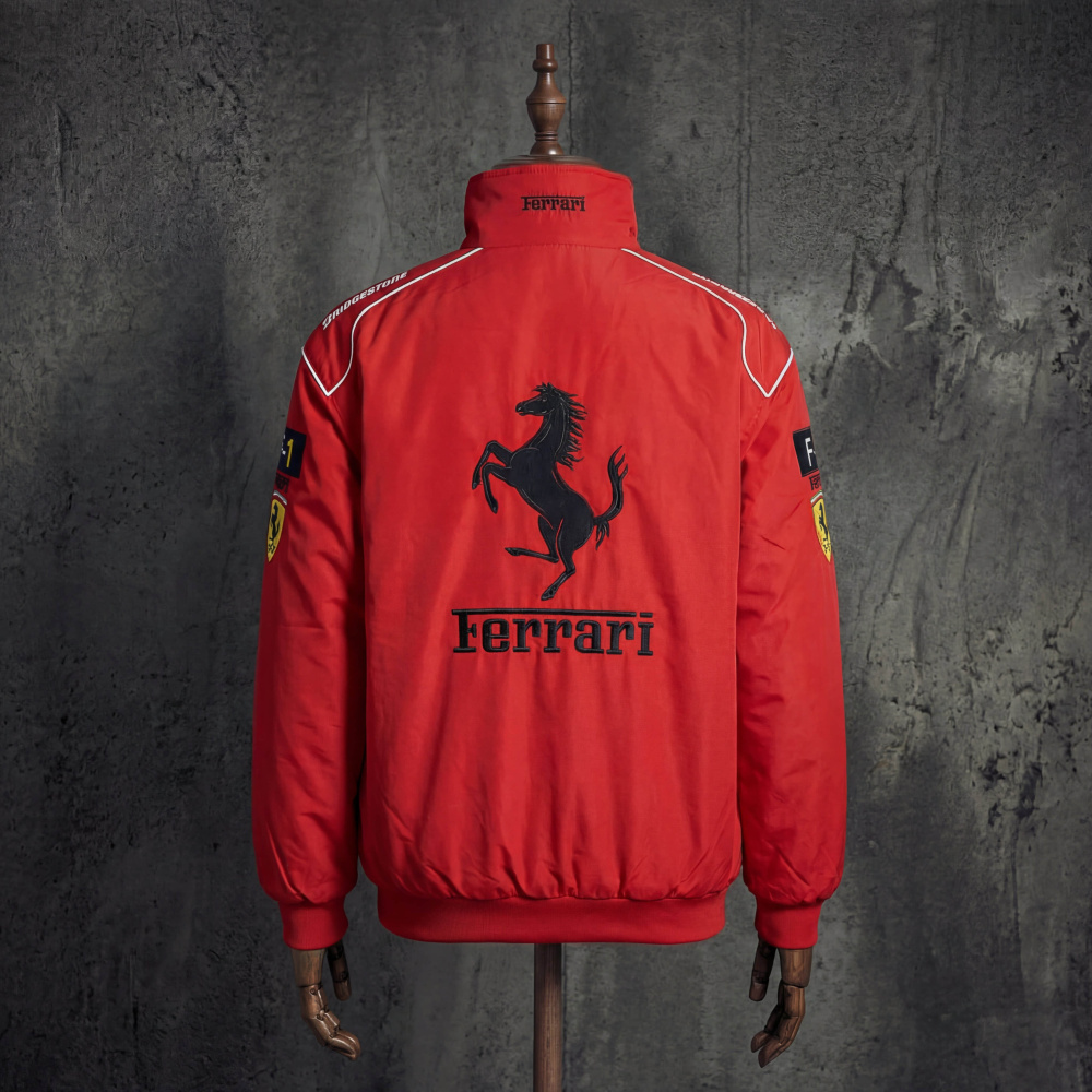 Ferrari Scuderia Vodafone Shell Red White Vintage F1 Racing Jacket