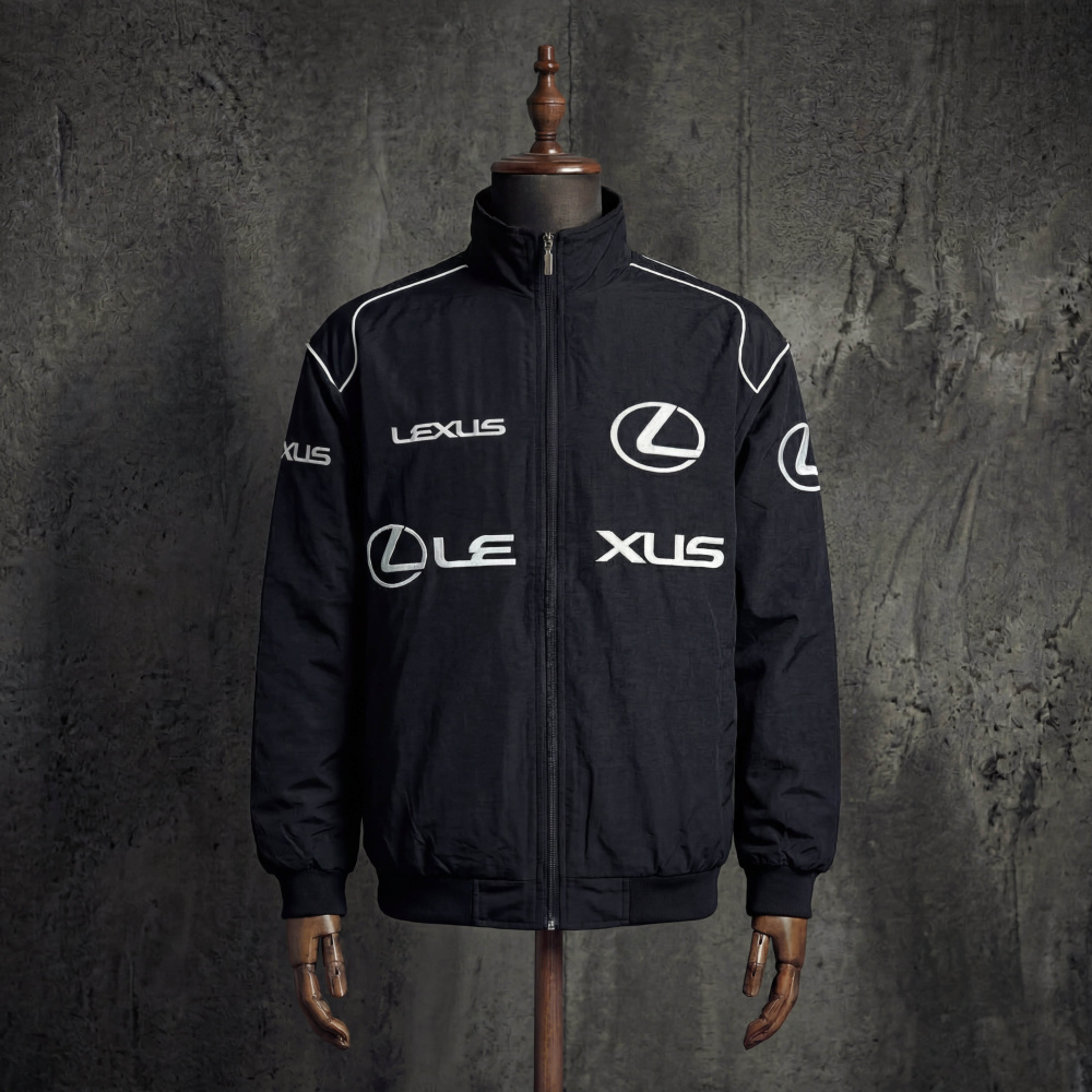Lexus Vintage Racing Jacket Black Embroidered Motorsport Bomber