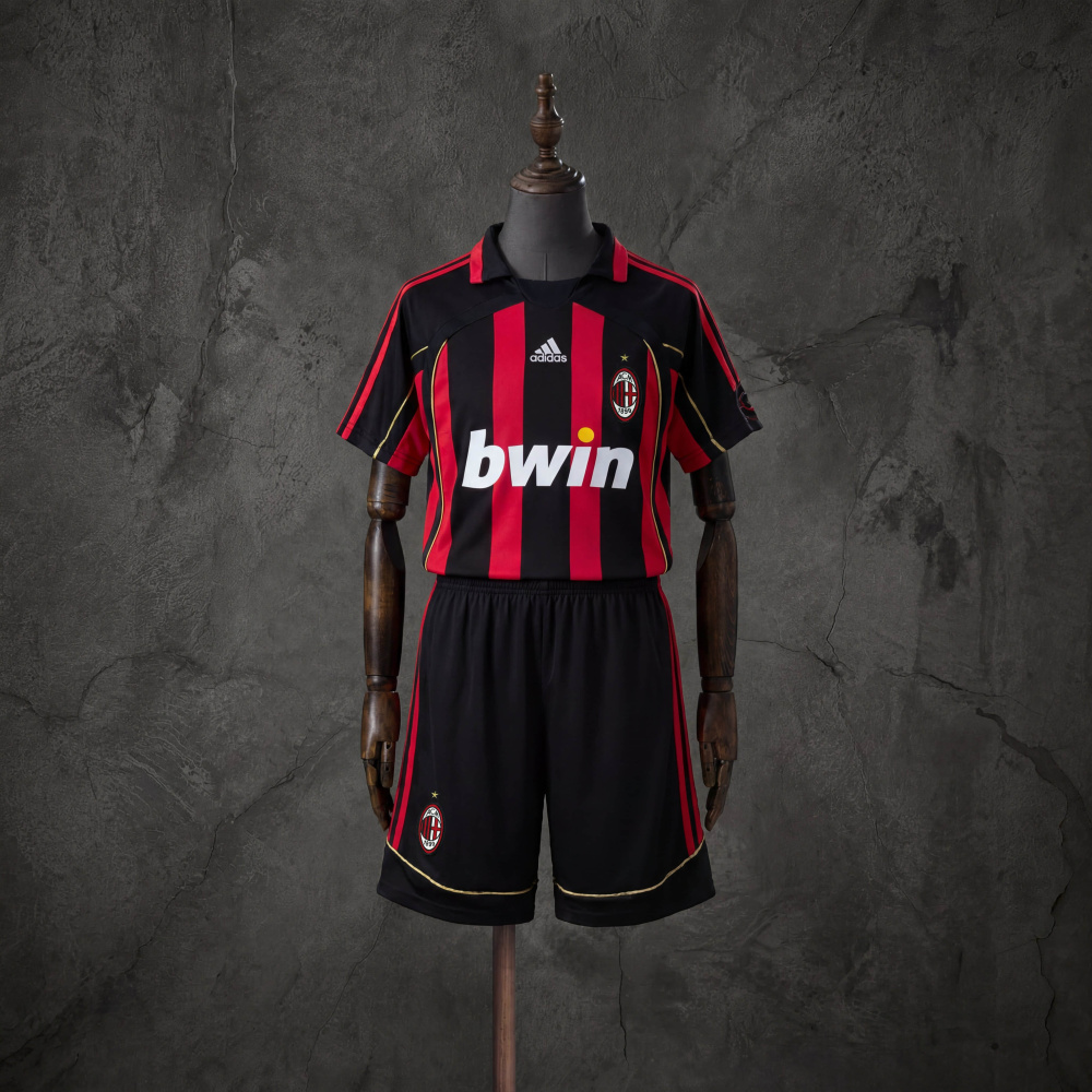 Retro Kids Kit AC Milan 06-07 Home Jersey Size 16-28