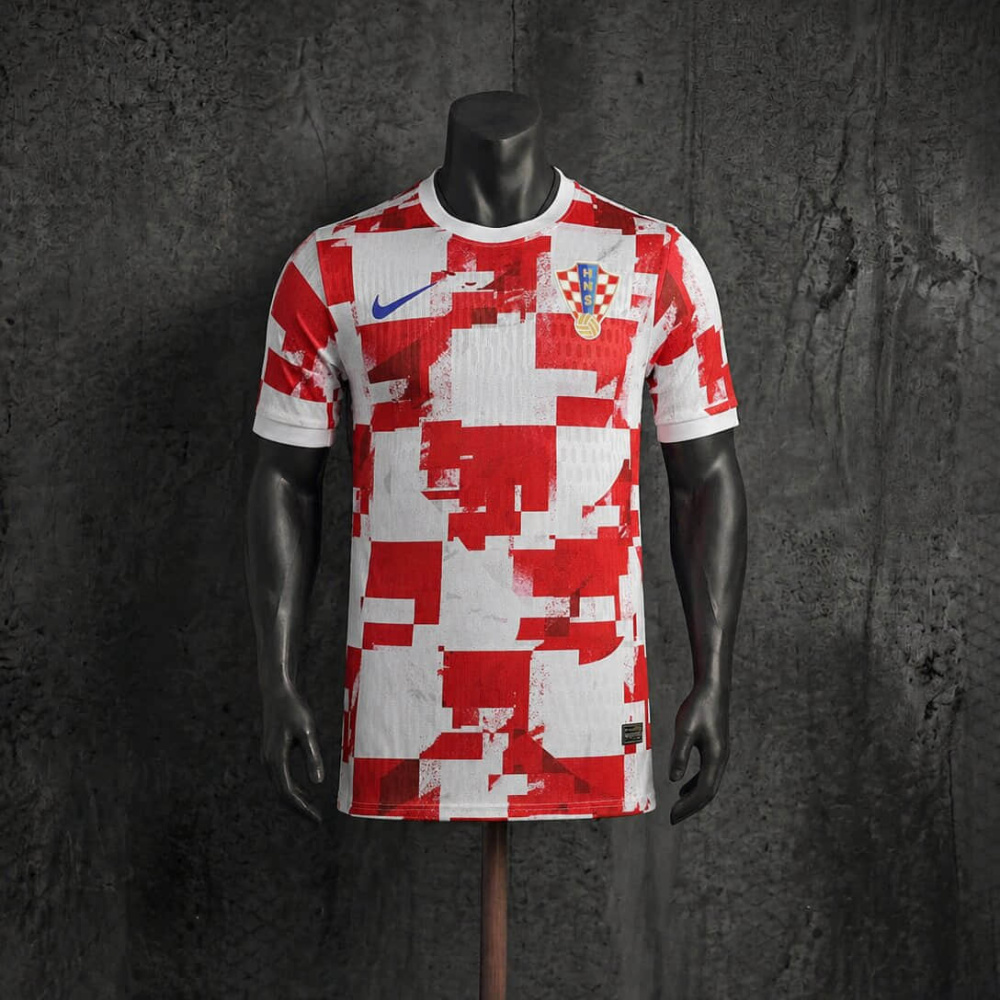 Player Croatian Abstract Red and White Check Theme 2026 Jersey Sizes S-XXL