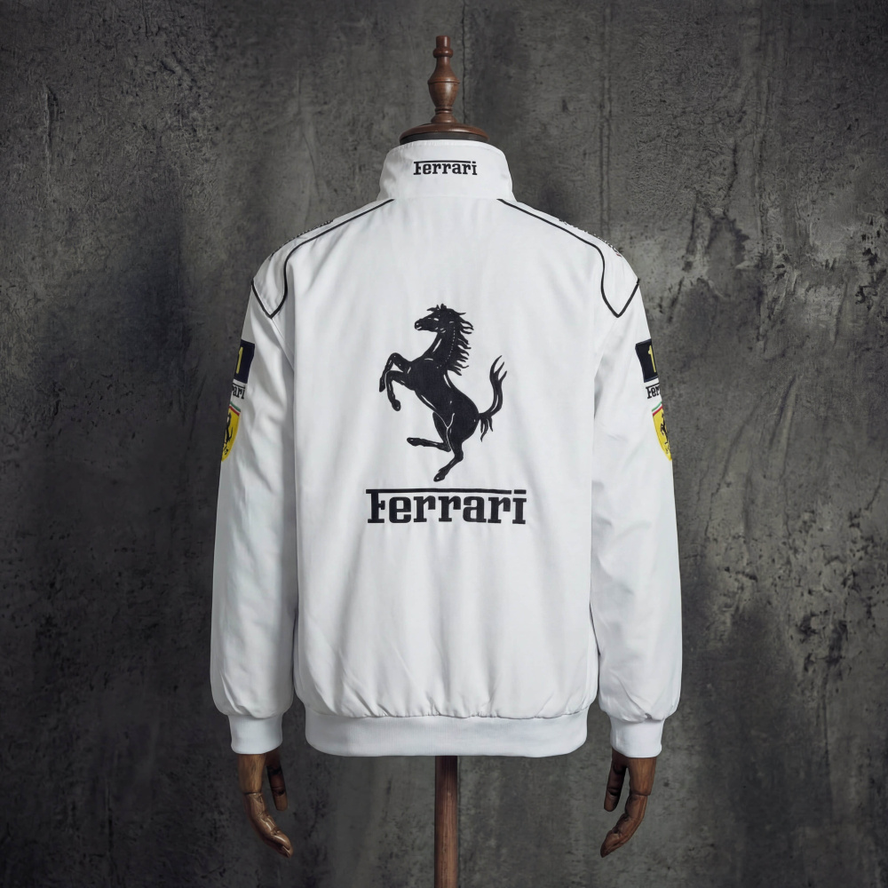 Ferrari Scuderia Shell UPS White Red Vintage F1 Racing Jacket
