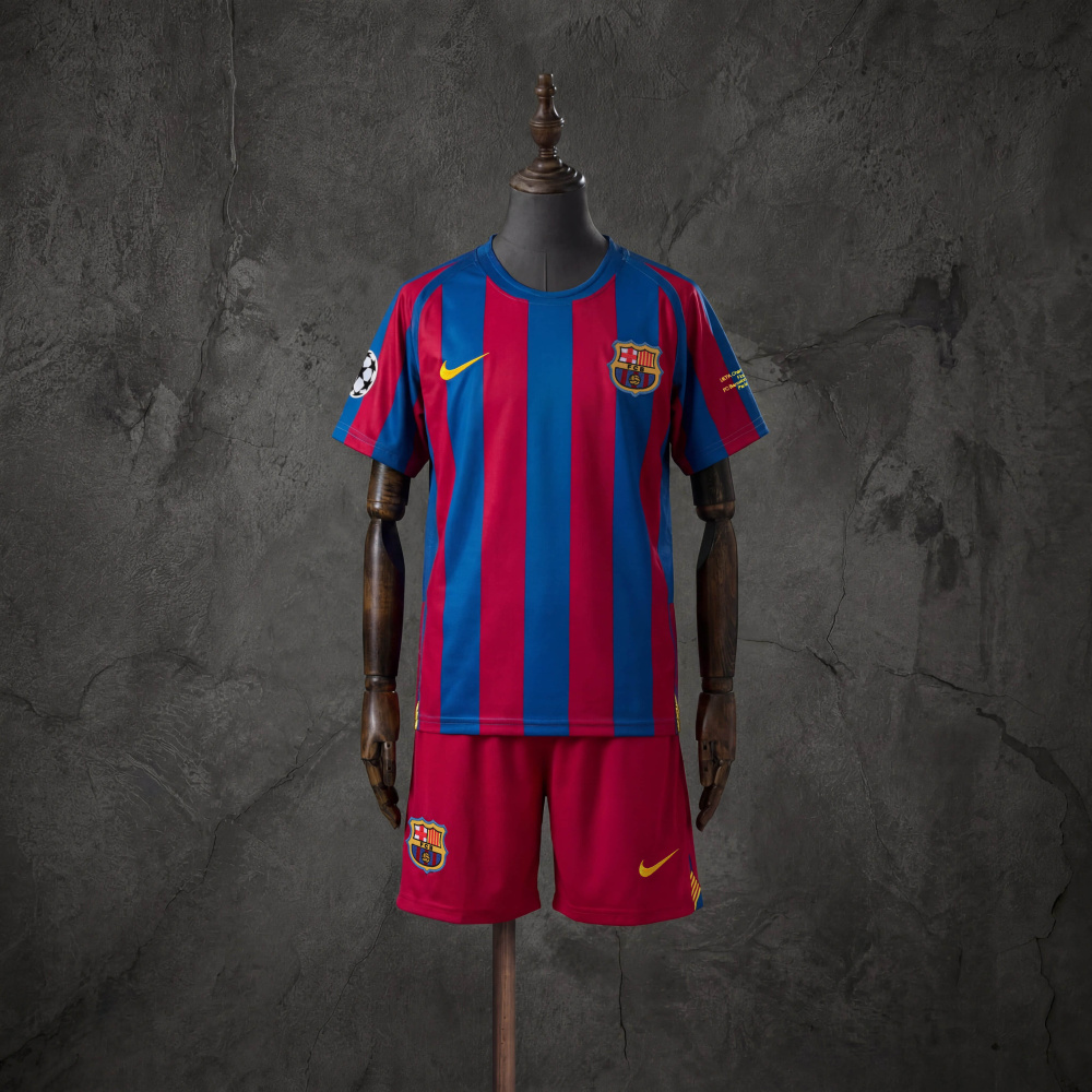 Retro Kids Kit Barcelona 05-06 Home (UEFA Champions League) Jersey SIZE 16-28