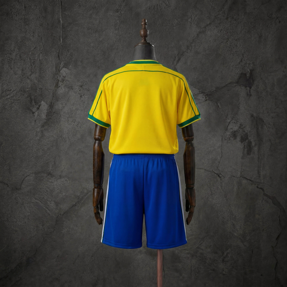 Retro Kids Kit Brazil 1998 Home Jersey SIZE 16-28