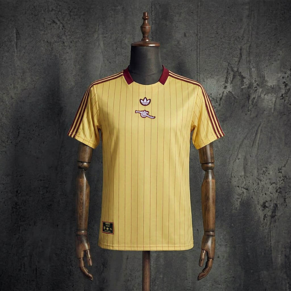 Arsenal x Adidas Originals Retro Icons Jersey Yellow Maroon Football Shirt S-XXL