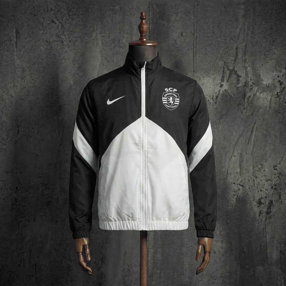 Sporting CP Black White Nike Windbreaker Jacket，Sizes S-XXL