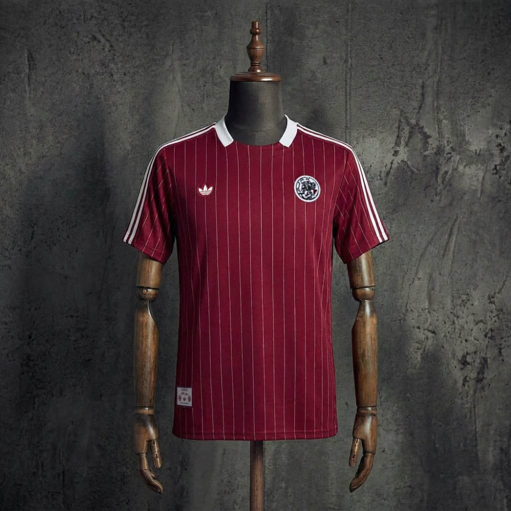 Ajax Amsterdam x Adidas Originals Retro Icon Jersey Maroon Pinstripe Football Shirt S-XXL