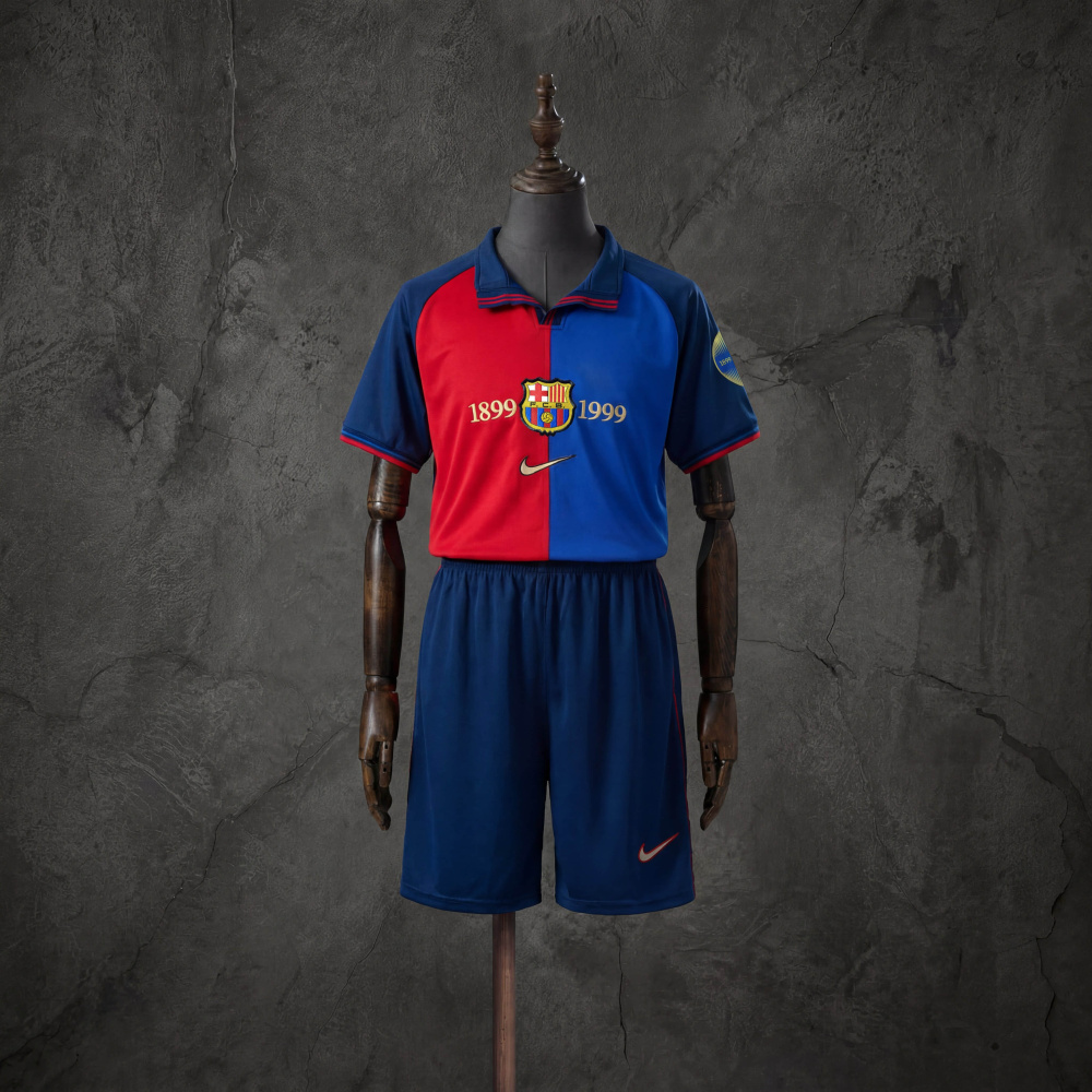 Retro Kids Kit Barcelona 100th Anniversary  Jersey Size 16-28