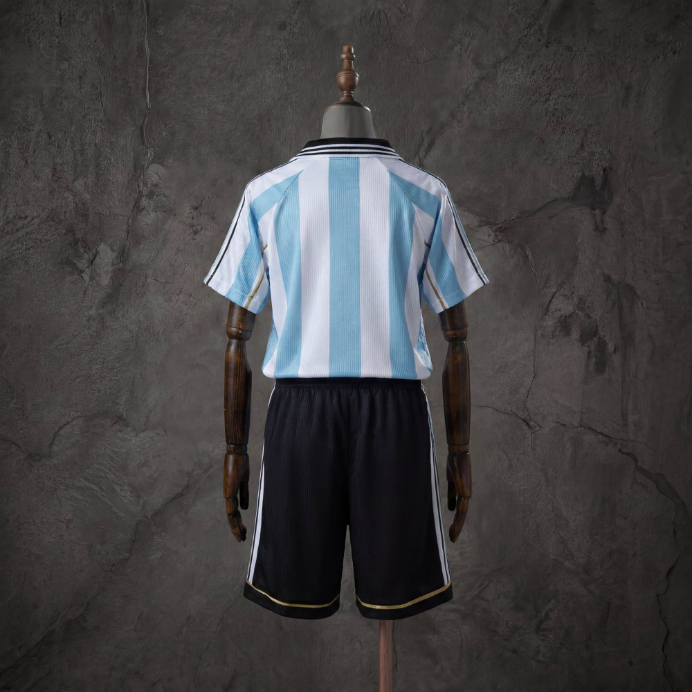 Retro Kids Kit Argentina 1998 Home Jersey Size 16-28
