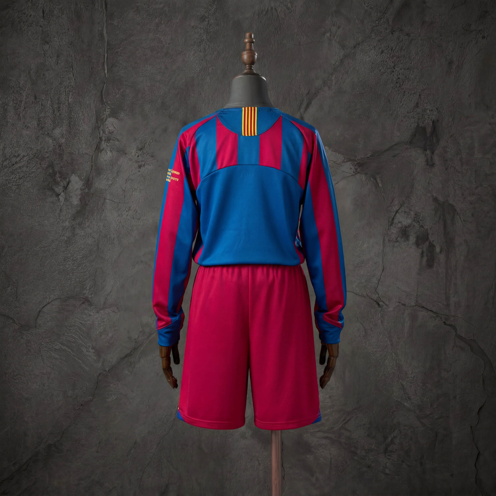 Retro Kids Kit Barcelona 05-06 Home (UEFA Champions League) Long Sleeve Jersey SIZE 16-28