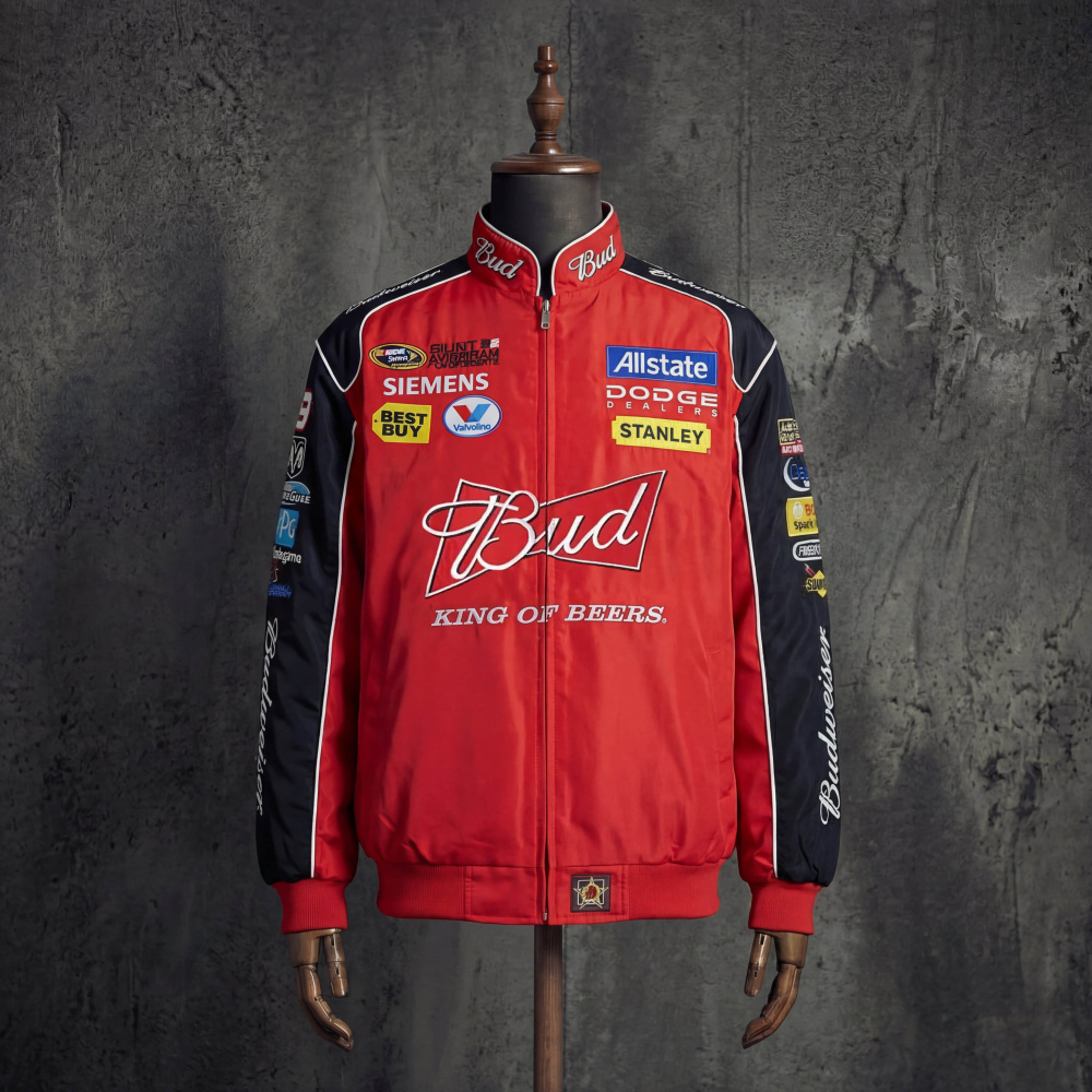 Budweiser Bud King Of Beers NASCAR Vintage Racing Jacket Embroidered Bomber