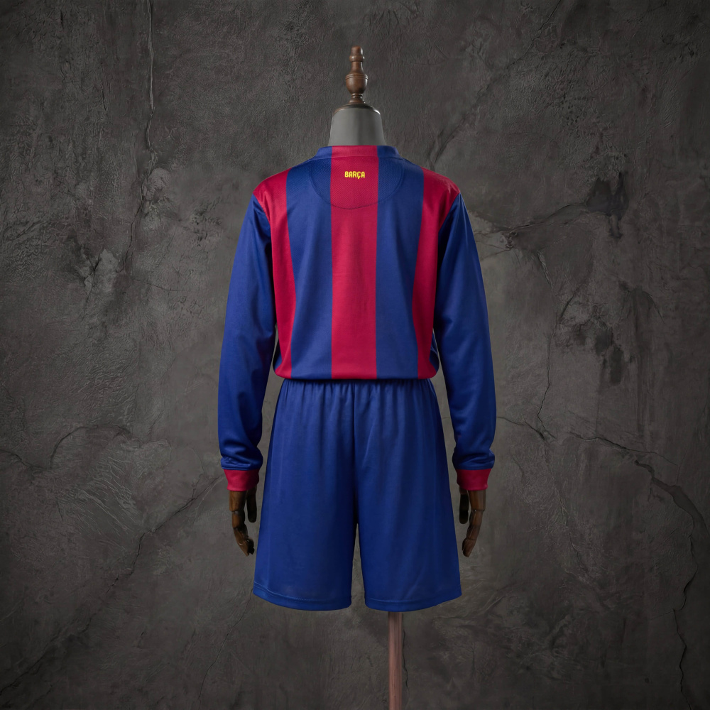 Retro Kids Kit Barcelona 14-15 Home Long-Sleeve Jersey Size 16-28