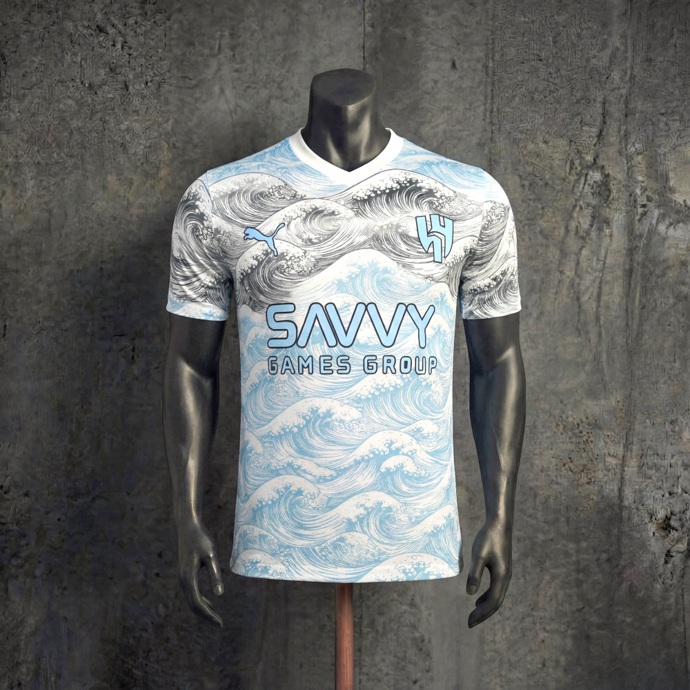 Player Al Hilal SFC Wave Pattern 2026 Jersey Sizes S-XXL