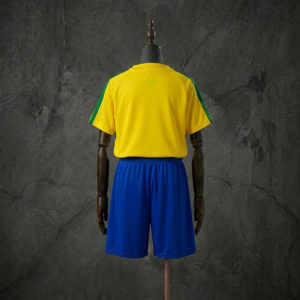 Retro Kids Kit Brazil 2002 Home Jersey SIZE 16-28