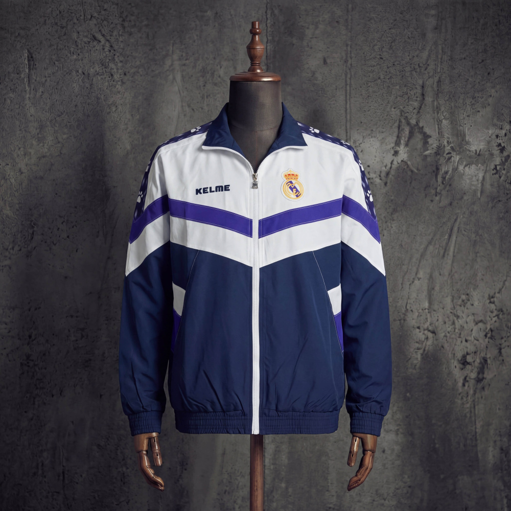 Retro Windbreaker Jacket – Real Madrid 94/97 Kit (Sizes S–XXL)