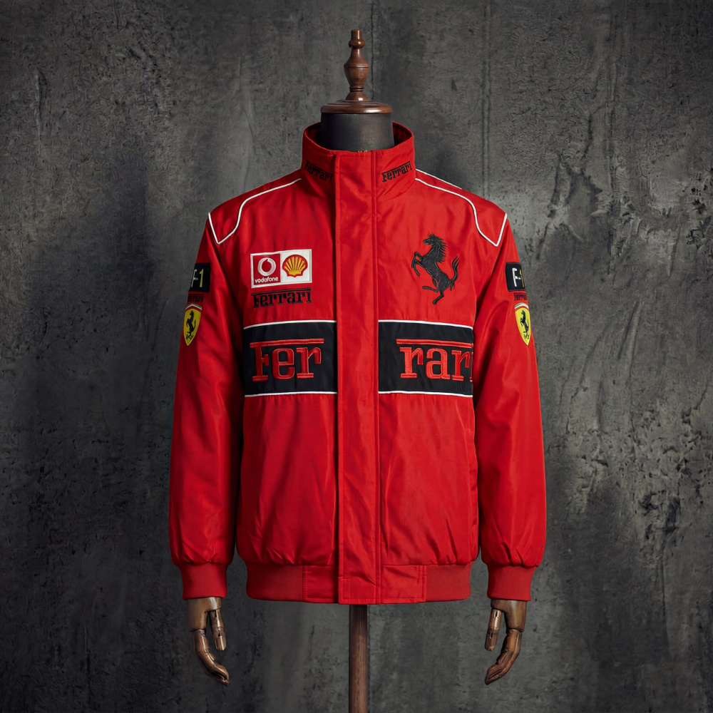 Ferrari Scuderia Vodafone Shell Red Vintage F1 Racing Jacket