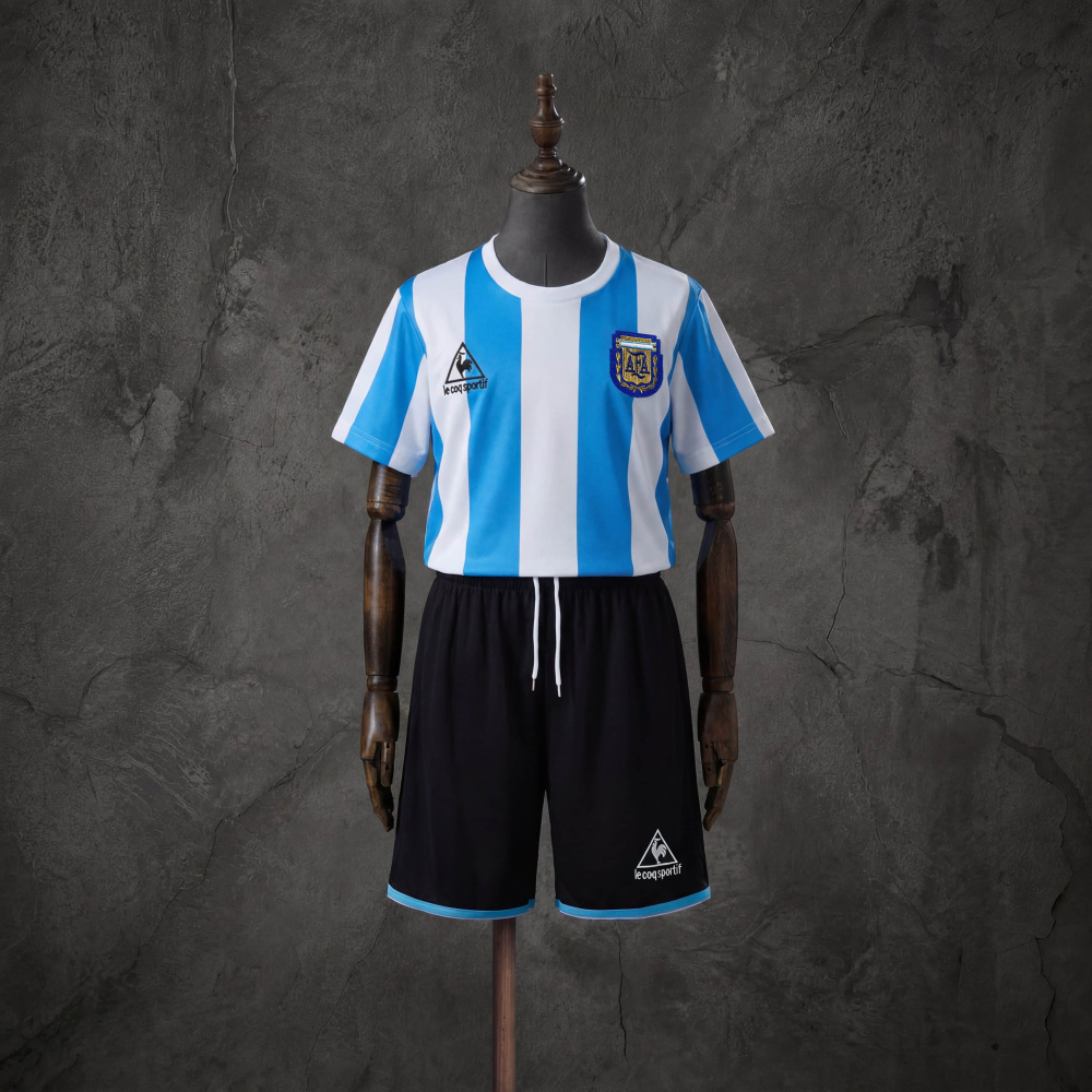 Retro Kids Kit Argentina 1986 Home Jersey Size 16-28