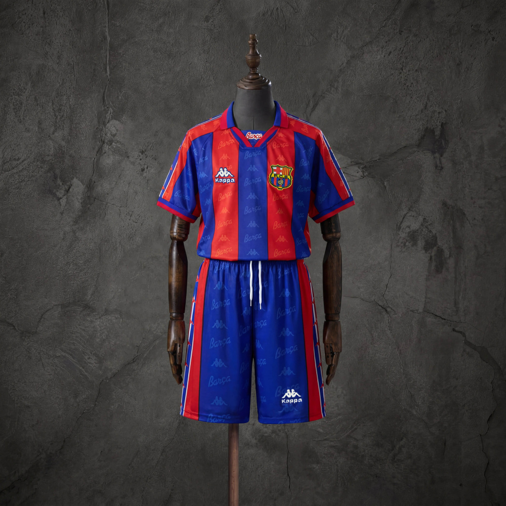 Retro Kids Kit Barcelona 96-97 Home Jersey Size 16-28
