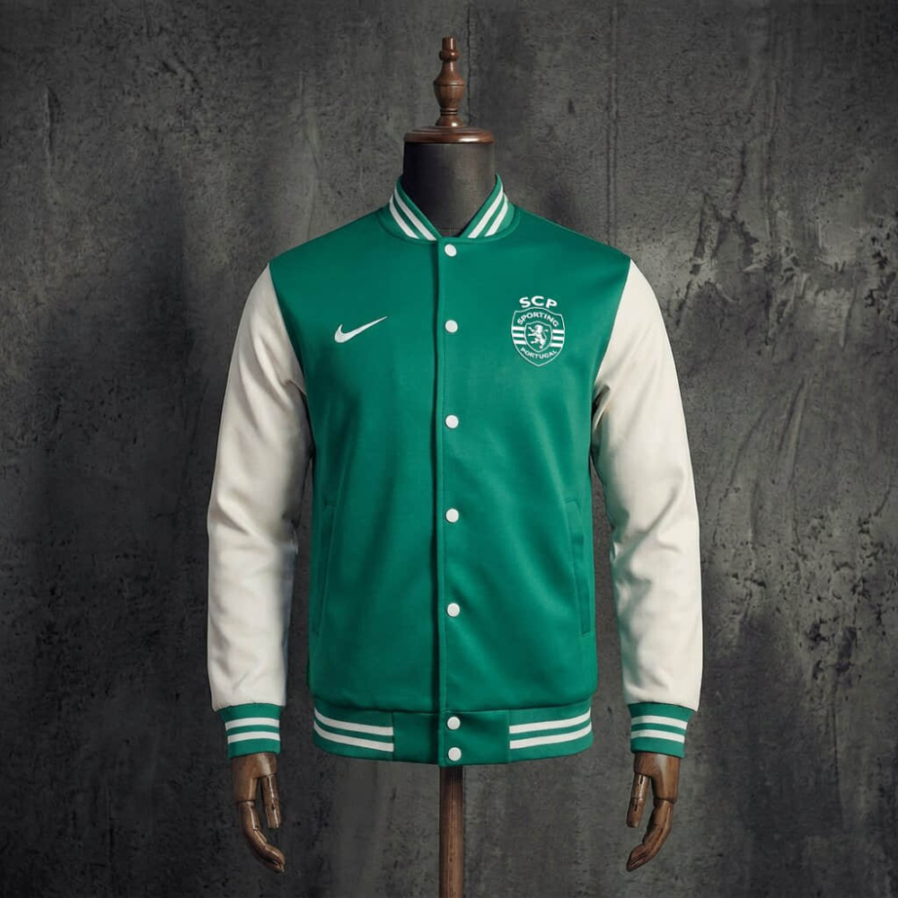 Sporting CP Green White Varsity Jacket Sizes S-3XL