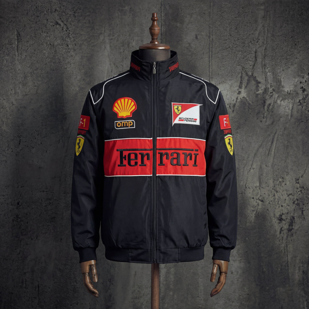 Ferrari Scuderia Shell OMP Vintage F1 Racing Jacket Embroidered Bomber