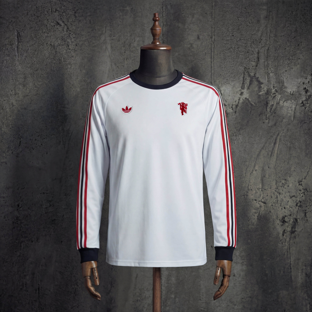 Manchester United x Adidas Originals Retro OG Long Sleeve Jersey White Football Shirt S-XXL
