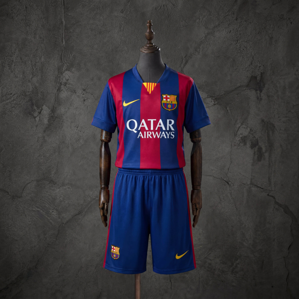 Retro Kids Kit Barcelona 14-15 Home Jersey Size 16-28